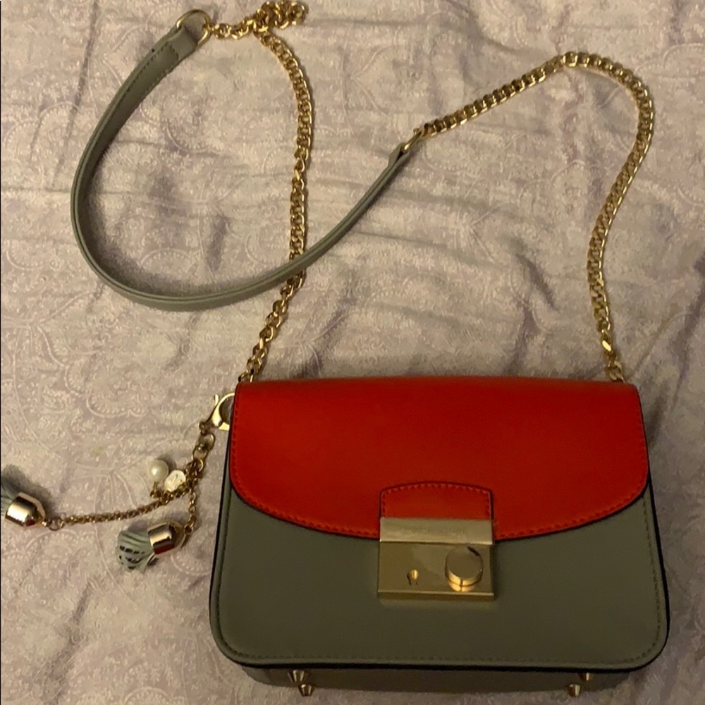 NEW Grey w/ Red Accent Crossbody Gold hardware
